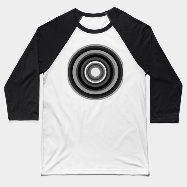 monochrome retro mod target design Baseball T-Shirt by pauloneill-art
